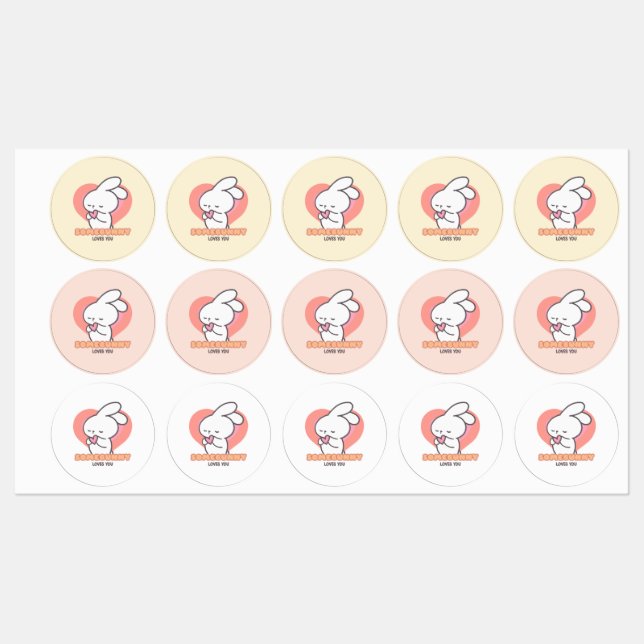 Niedliches Kaninchen: Helle Lieben Etiketten (Blatt)