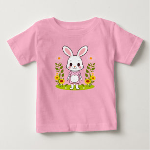 Niedliches Kaninchen im Kleid, umgeben von Blumen Baby T-shirt
