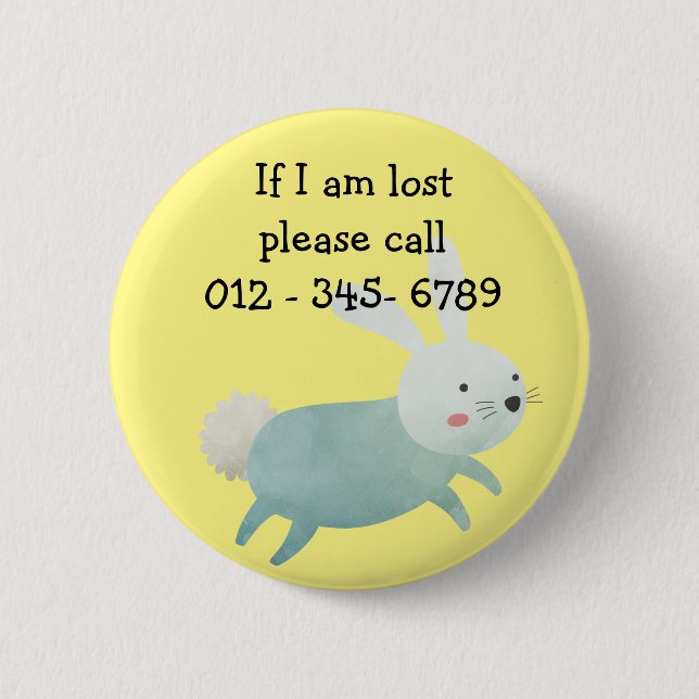 Niedliches Kaninchen, Kontakt mit Kindern Button (Vorderseite)