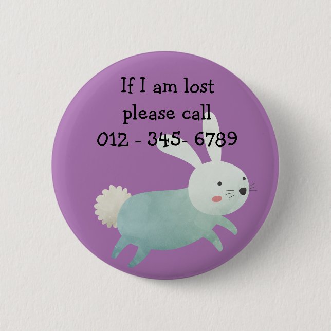 Niedliches Kaninchen, Kontakt mit Kindern Button (Vorderseite)