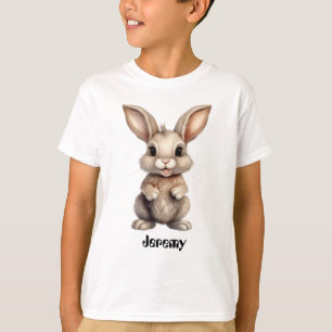 Niedliches Kaninchen mit bearbeitbarem Namen T-Shirt