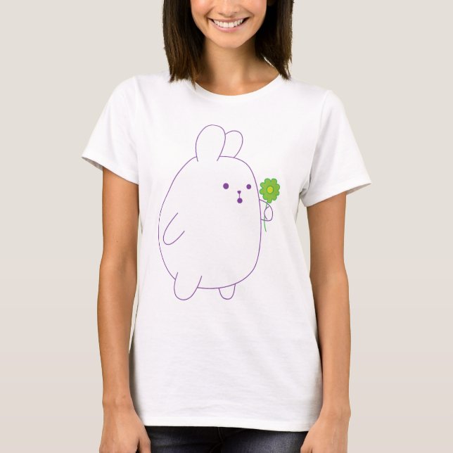 niedliches Kaninchen mit Blume T-Shirt (Vorderseite)
