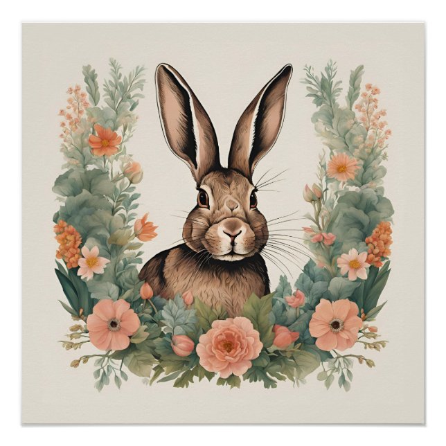 Niedliches Kaninchen mit Cogingcore Poster (Vorderseite)