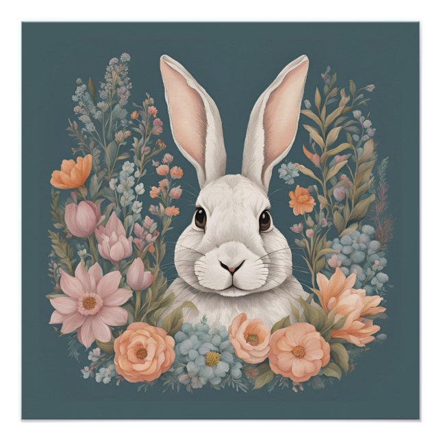 Niedliches Kaninchen mit Cogingcore Poster (Vorderseite)
