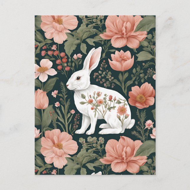 Niedliches Kaninchen mit Cogingcore Postkarte (Vorderseite)