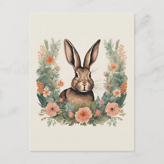 Niedliches Kaninchen mit Cogingcore Postkarte (Vorderseite)