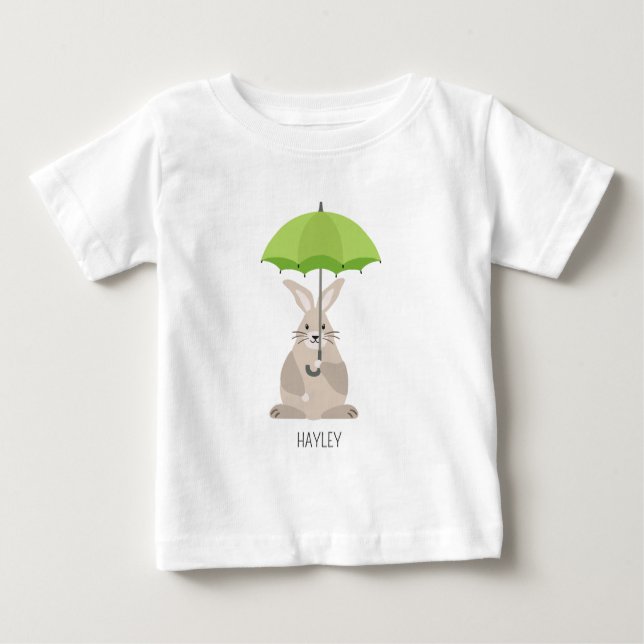 Niedliches Kaninchen mit individuelle Name Baby T-shirt (Vorderseite)
