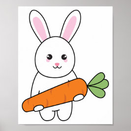 niedliches Kaninchen mit Karotte Poster