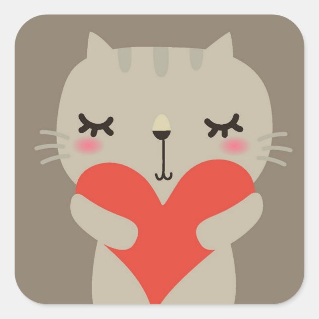Niedliches Kaninchen mit Liebe Quadratischer Aufkleber (Vorderseite)