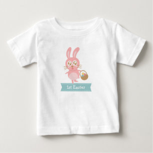 Niedliches Kaninchen mit Ostereiern 1. Ostern Baby T-shirt