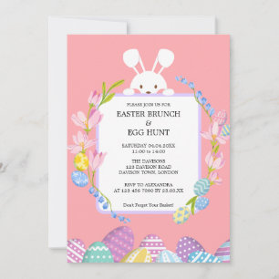 Niedliches Kaninchen Ostern Brunch & Eierjagd Einladung