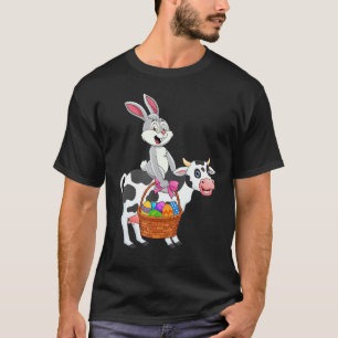 Niedliches Kaninchen reitet auf Kuh Frohe Ostern K T-Shirt