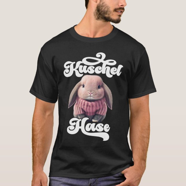 Niedliches Kaninchen-Retro-Winterhasen-Ski T-Shirt (Vorderseite)