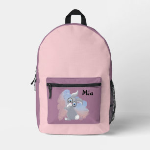 Niedliches Kaninchen und Brille Personalisiert Bedruckter Rucksack