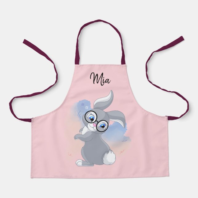 Niedliches Kaninchen und Brille Schürze mit Person (Vorderseite)