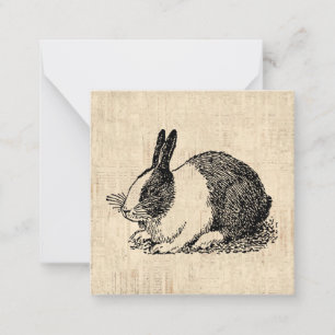 Niedliches Kaninchen Vintage Tierart Mitteilungskarte