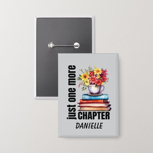 Niedliches Kapitelbuch liebt Wortkunst Button (Vorderseite/Rückseite)
