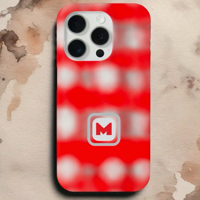 Niedliches kariert-weißes Monogramm Weihnachten Case-Mate iPhone Hülle (Von Creator hochgeladen)