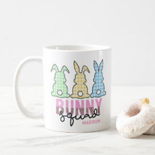 Niedliches Kariertes Bunny Squad Rabbit Personalis Kaffeetasse