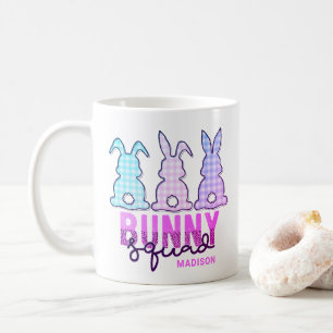 Niedliches Kariertes Bunny Squad Rabbit Personalis Kaffeetasse