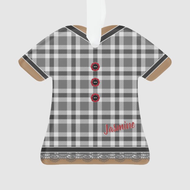 Niedliches, Kariertes Kleid mit Spitzentechnik, ku Ornament (Vorderseite)