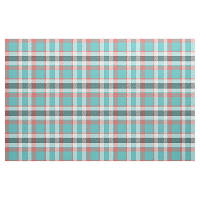Niedliches Kariertes, türkisfarbenes Retro-Muster Stoff (Fat Quarter (45,7 x 55,9 cm))
