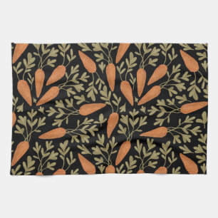 Niedliches Karottenhandgezeichnetes Muster Geschirrtuch