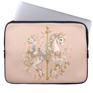 Niedliches Karussellpferd Vintage-Kunst Laptopschutzhülle