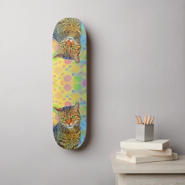 Niedliches Kätzchen - abstrakt - farbenfrohe Maler Skateboard (Wandkunst)