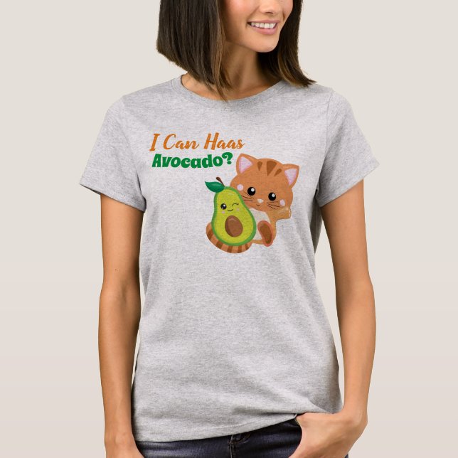 Niedliches Kätzchen-Avocado-Wortspiel-Shirt T-Shirt (Vorderseite)