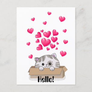 Niedliches Kätzchen, das aus einer Kiste heraussch Postkarte