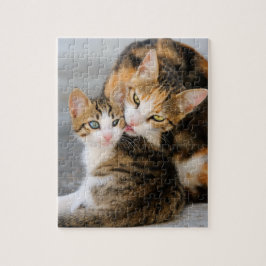 Niedliches Kätzchen der Mutterkatzen-Lieben Puzzle