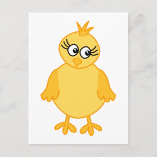 Niedliches Kätzchen, Gelber Baby-Vogel. Postkarte
