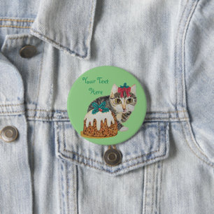 niedliches Kätzchen graue Tischtennis leckende Pfo Button