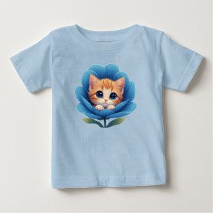 Niedliches Kätzchen in einer Blütenblüte gebettet Baby T-shirt