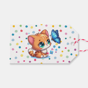 Niedliches Kätzchen/Katze/Schmetterling Geschenkanhänger