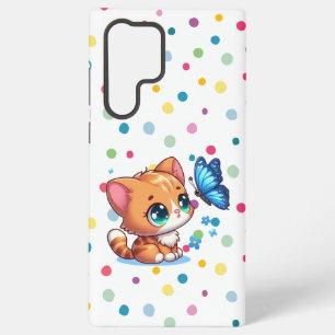 Niedliches Kätzchen/Katze/Schmetterling Samsung Galaxy Hülle