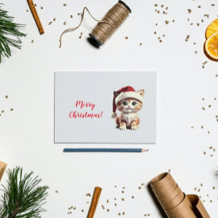 Niedliches Kätzchen mit Weihnachtshut Postkarte