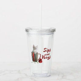 Niedliches Kätzchen Tasse Foto Blume Rot modern