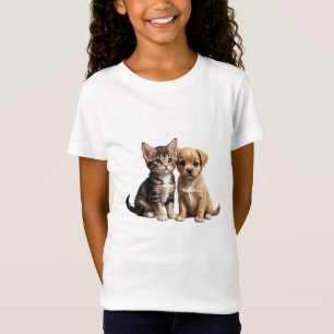 Niedliches Kätzchen und Welpen T-Shirt