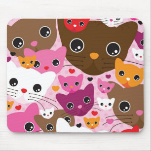 niedliches Kätzchenkatzen-Hintergrundmuster Mousepad