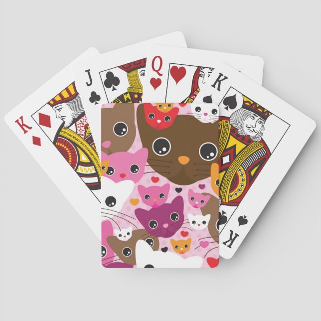 niedliches Kätzchenkatzen-Hintergrundmuster Spielkarten (Rückseite)