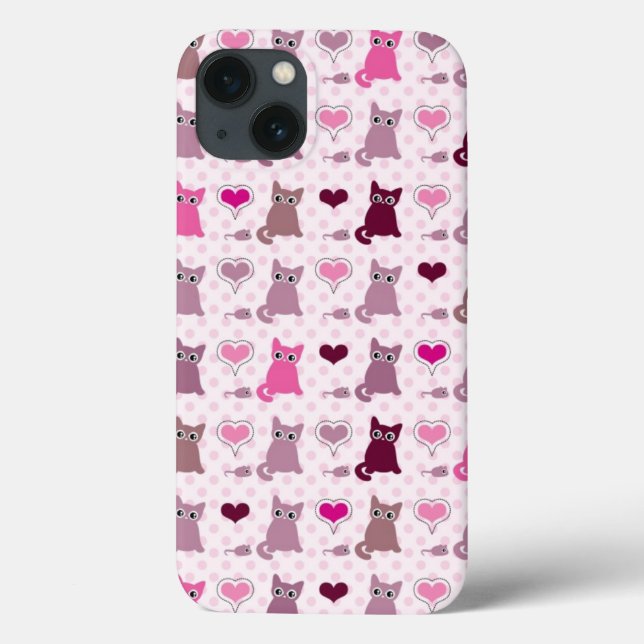 Niedliches Kätzchenmädchenmuster Case-Mate iPhone Hülle (Rückseite)