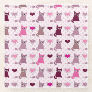 Niedliches Kätzchenmädchenmuster Glasuntersetzer