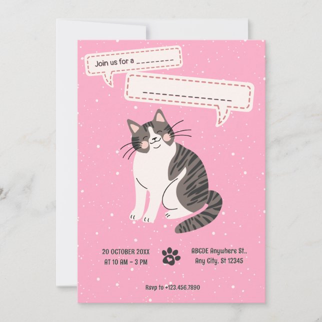 Niedliches Katzen Einladung (Vorderseite)