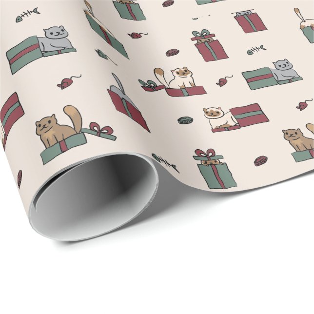 Niedliches Katzen-Feiertags-Verpackungs-Papier Geschenkpapier (Rolleneckpunkt)