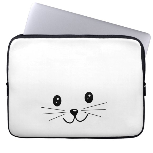 Niedliches Katzen-Gesicht Laptopschutzhülle (Vorderseite)