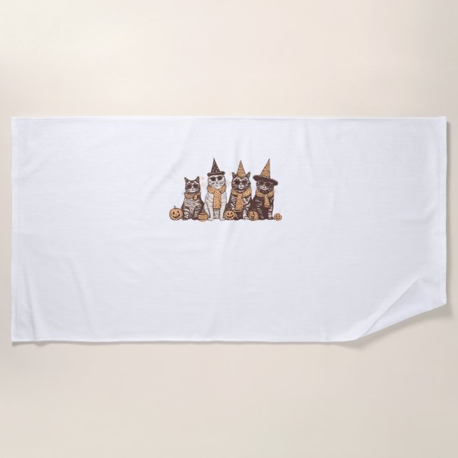 Niedliches Katzen Halloween KätzchenHalloween-Tier Strandtuch (Vorderseite)