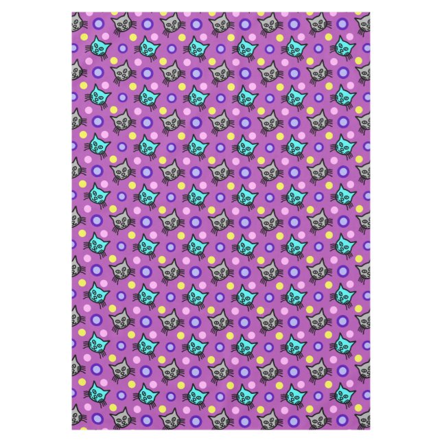 Niedliches Katzen Muster in Violet-Medium-Tablette Tischdecke (Vorderseite)