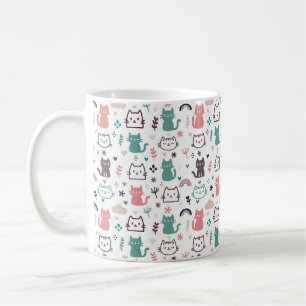 Niedliches Katzen Muster Kaffeetasse